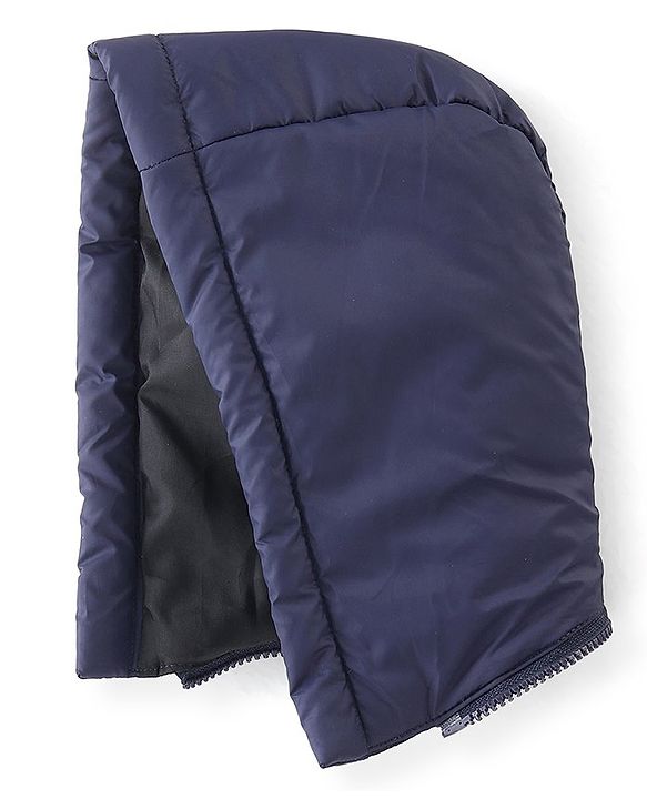 Babyhug Woven Full Sleeves Hooded Jacket With Solid Colour - Navy Blue & Orange