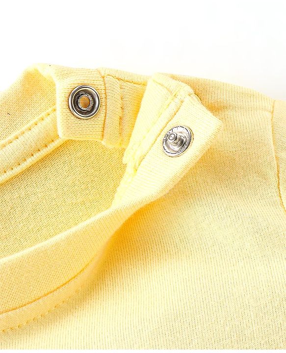 Babyhug Cotton Knit Full Sleeves Night Suit Butterfly Print - Yellow