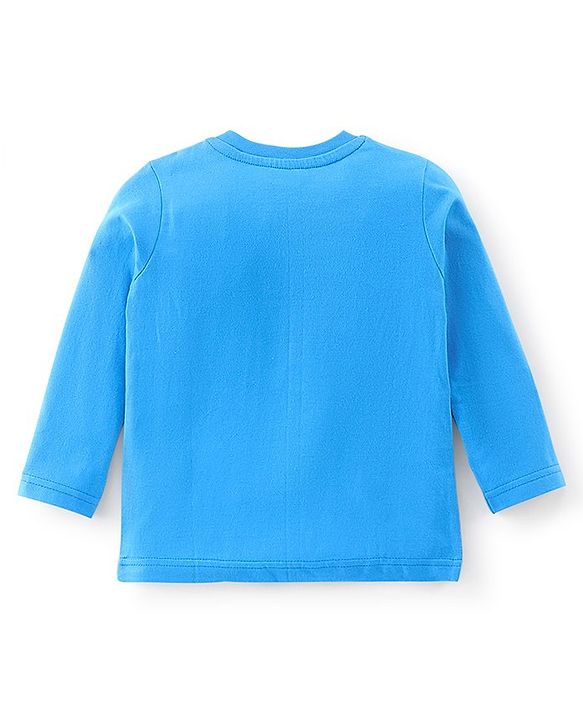 Babyhug Cotton Knit Full Sleeves Night Suit Text and Santa Claus Print - Blue
