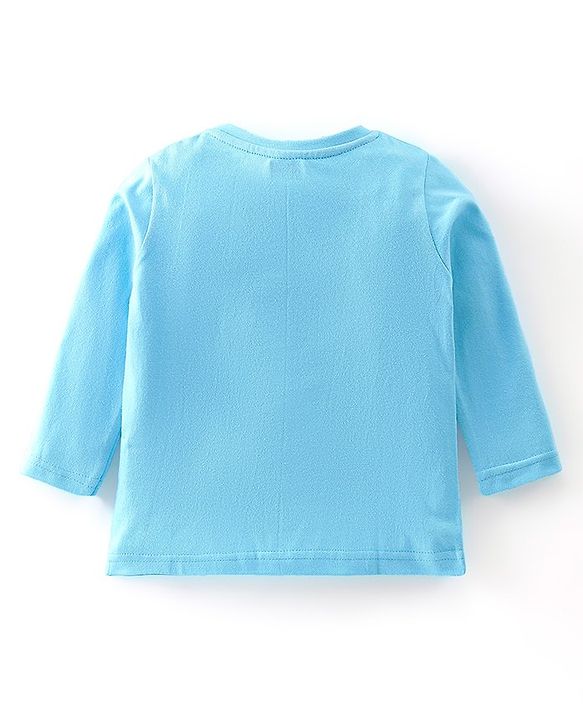 Babyhug Cotton Knit Full Sleeves Night Suit With Teddy Print - Blue