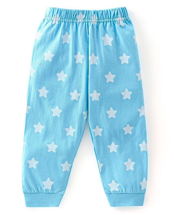Babyhug Cotton Knit Full Sleeves Night Suit With Teddy Print - Blue