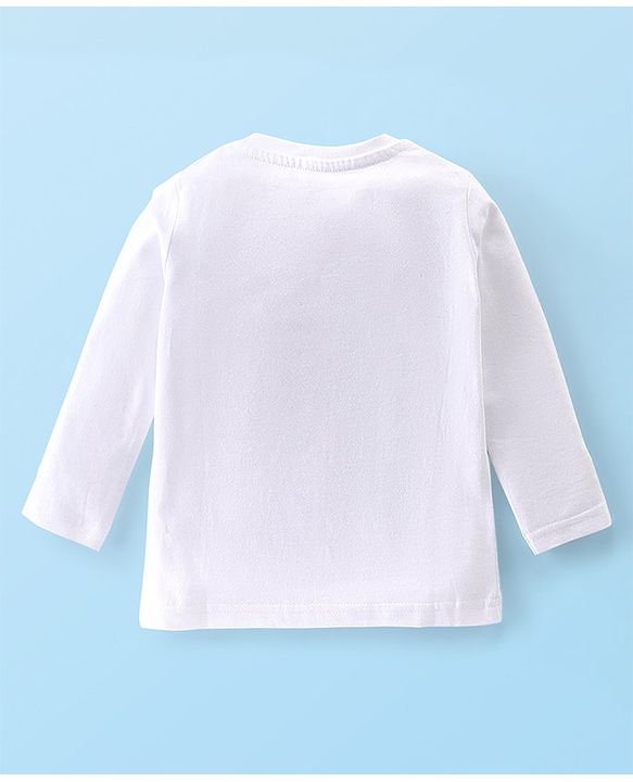 Babyhug Cotton Knit Full Sleeves Text Printed Night Suit - White & Blue