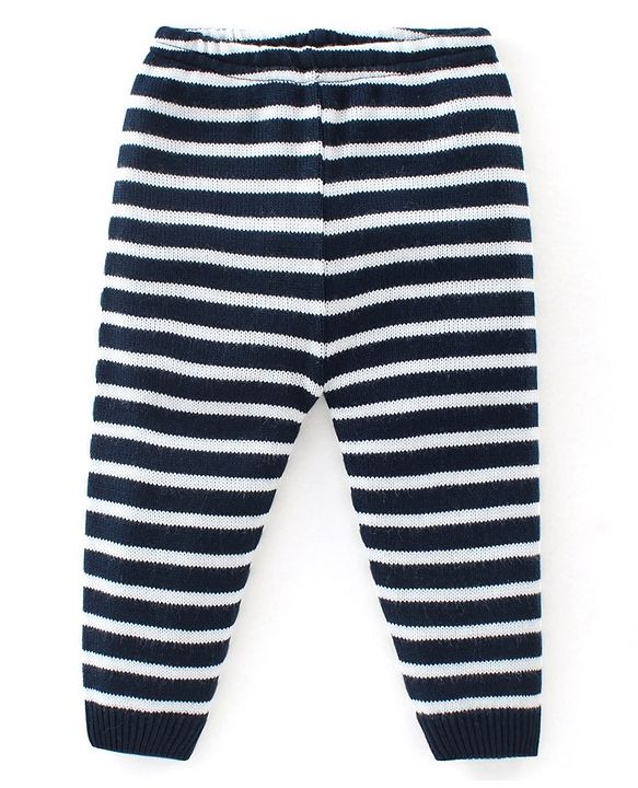 Babyhug Knitted Full Sleeves Sweater Set With Stripes Design - Multicolour