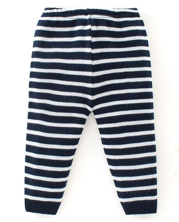 Babyhug Knitted Full Sleeves Sweater Set With Stripes Design - Multicolour