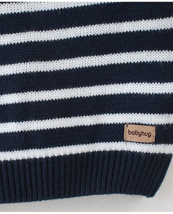 Babyhug Knitted Full Sleeves Sweater Set With Stripes Design - Multicolour