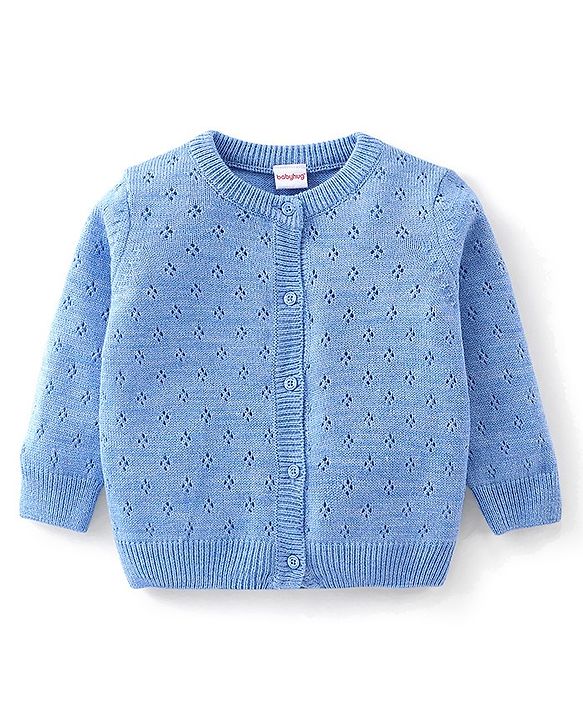 Babyhug Full Sleeves Sweater Set - Blur