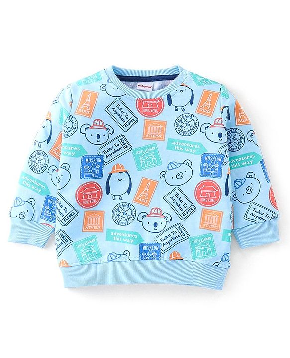 Babyhug 100% Cotton Terry Knit Half & Full Sleeves T-Shirt & Lounge Pant Stripes & Penguin Print - Yellow Red & Blue