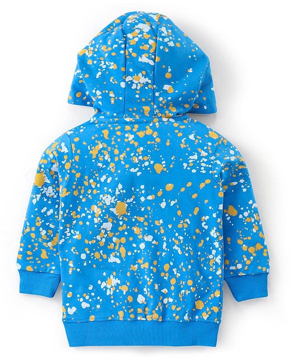 Babyhug 100% Cotton Knit Full Sleeves Hooded T-Shirt & Lounge Pant Set Emoji Print - Blue