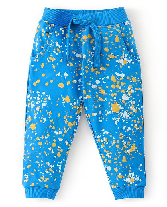 Babyhug 100% Cotton Knit Full Sleeves Hooded T-Shirt & Lounge Pant Set Emoji Print - Blue