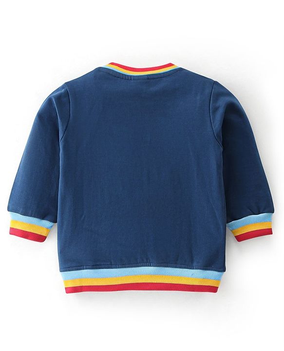 Babyhug 100% Cotton Knit Full Sleeves T-Shirt & Lounge Pant With Text Print - Blue