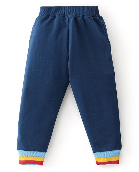 Babyhug 100% Cotton Knit Full Sleeves T-Shirt & Lounge Pant With Text Print - Blue