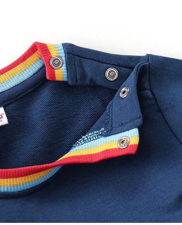 Babyhug 100% Cotton Knit Full Sleeves T-Shirt & Lounge Pant With Text Print - Blue