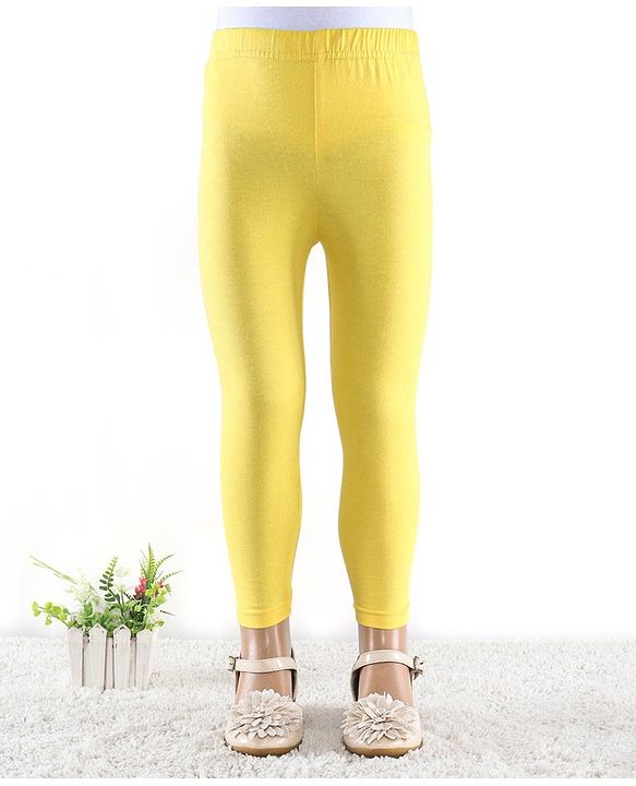 Babyhug Cotton Lycra Full Length Leggings Solid Colour - Yellow