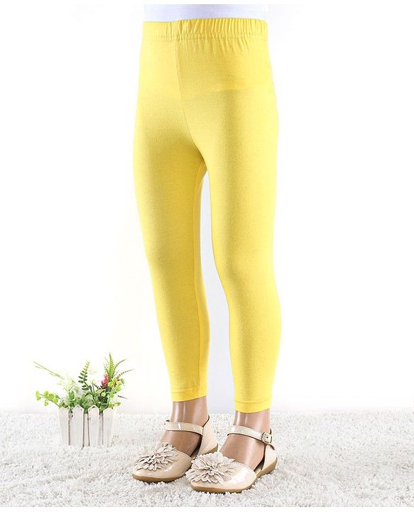 Babyhug Cotton Lycra Full Length Leggings Solid Colour - Yellow