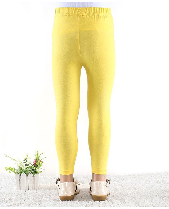Babyhug Cotton Lycra Full Length Leggings Solid Colour - Yellow