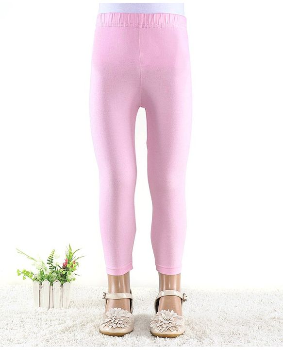 Babyhug Cotton Lycra Full Length Leggings Solid Colour - Pink