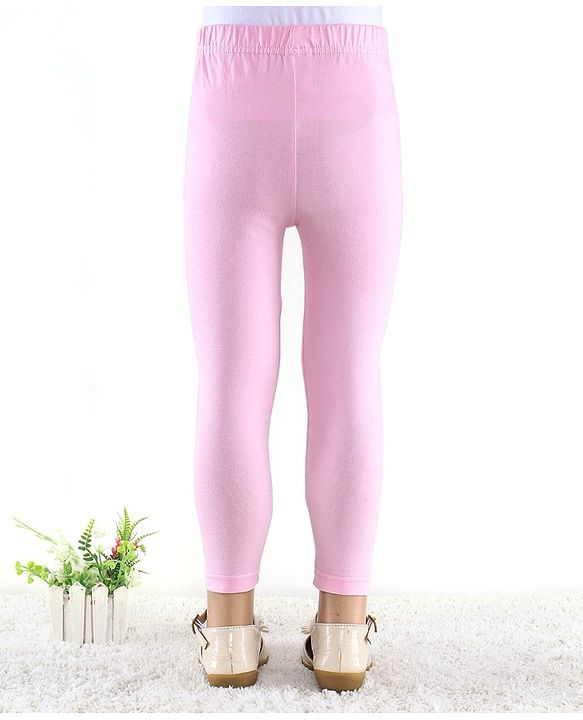 Babyhug Cotton Lycra Full Length Leggings Solid Colour - Pink