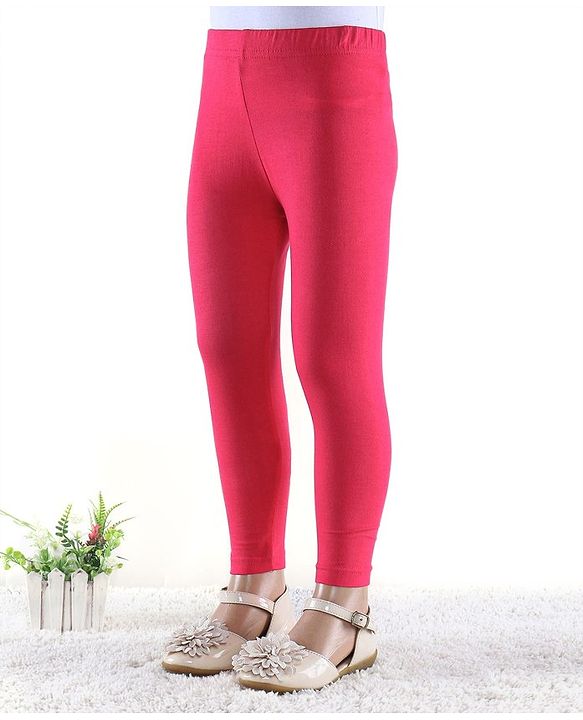 Babyhug Cotton Lycra Full Length Leggings Solid Colour - Fushia