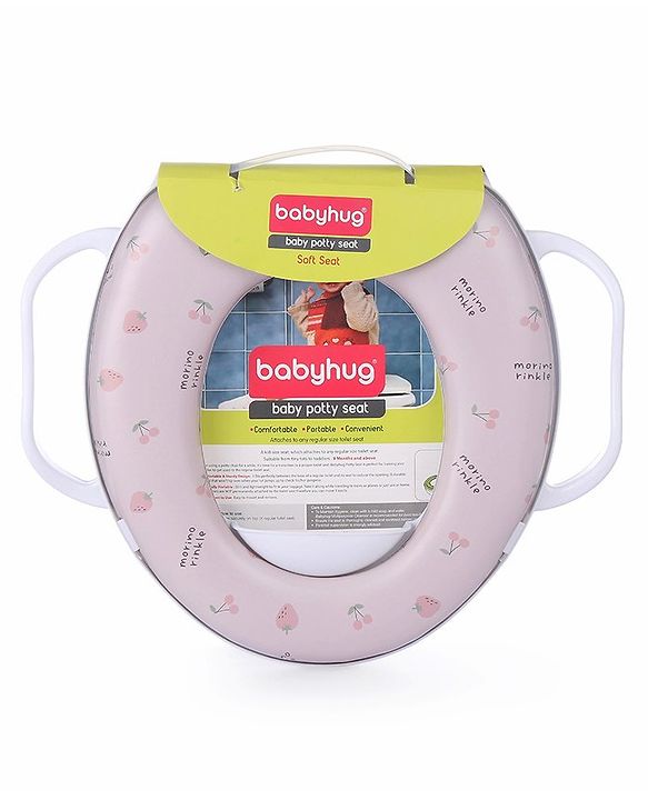 Babyhug Soft Potty Seat With Handle Strawberry Print - Light Pink