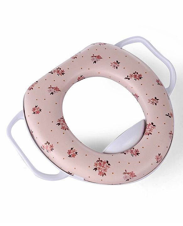 Babyhug Cushioned Potty Seat With Handle Floral Print - Cream