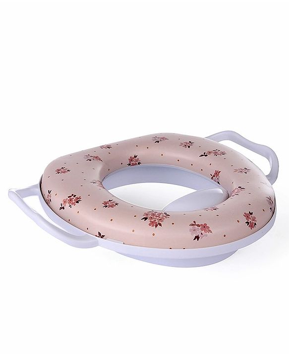 Babyhug Cushioned Potty Seat With Handle Floral Print - Cream