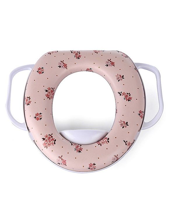 Babyhug Cushioned Potty Seat With Handle Floral Print - Cream