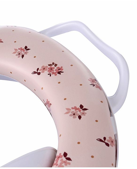 Babyhug Cushioned Potty Seat With Handle Floral Print - Cream