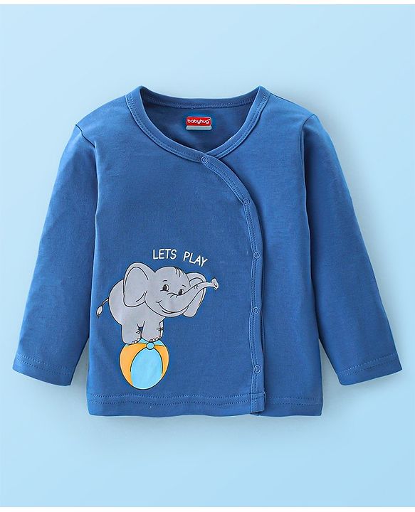 Babyhug 100% Cotton Full Sleeves Elephant Print Front Open Vests Pack of 3 - Multicolour