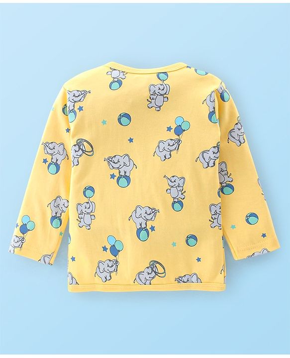 Babyhug 100% Cotton Full Sleeves Elephant Print Front Open Vests Pack of 3 - Multicolour