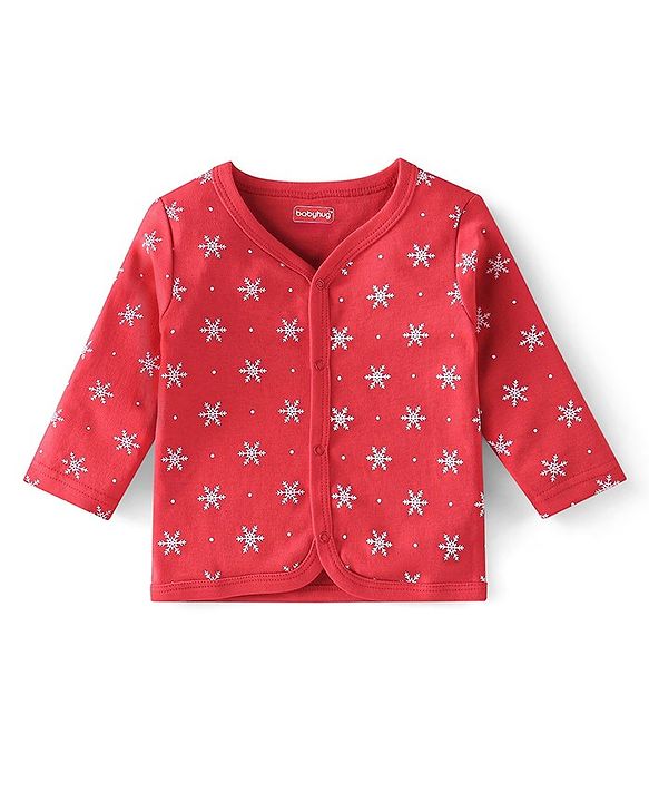 Babyhug 100% Cotton Full Sleeves Front Open Vests Reindeer & Christmas Print Pack of 3- Blue Green & Red