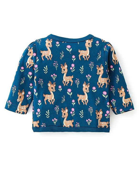 Babyhug 100% Cotton Interlock Knit Full Sleeves Vest Deer Print - Multicolor