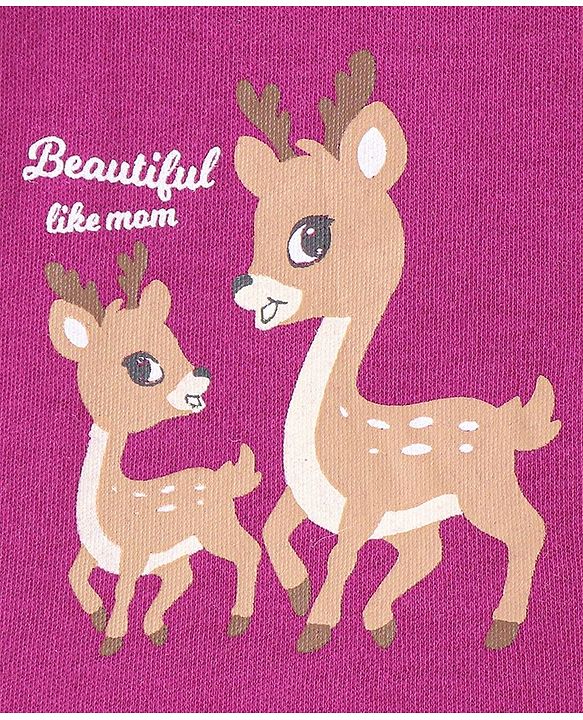 Babyhug 100% Cotton Interlock Knit Full Sleeves Vest Deer Print - Multicolor