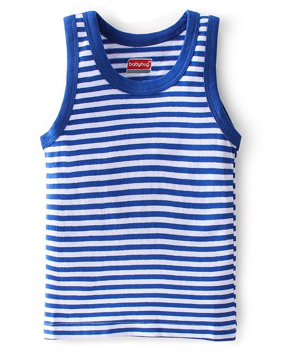 Babyhug 100% Cotton Sleeveless Sando Striped Pack of 2 - Blue
