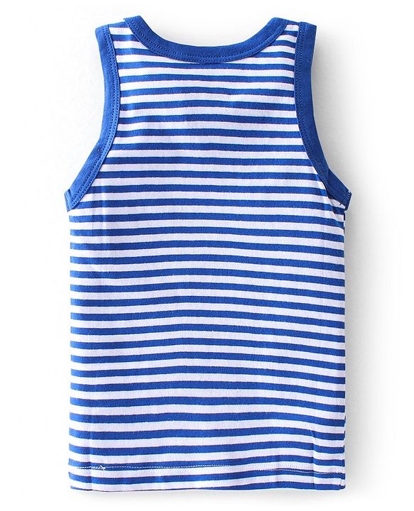Babyhug 100% Cotton Sleeveless Sando Striped Pack of 2 - Blue