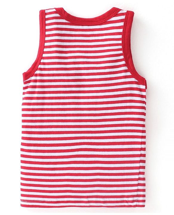 Babyhug 100% Cotton Knit Sleeveless Stripes  Sando Pack of 2 - Red