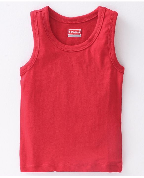 Babyhug 100% Cotton Knit Sleeveless Stripes  Sando Pack of 2 - Red