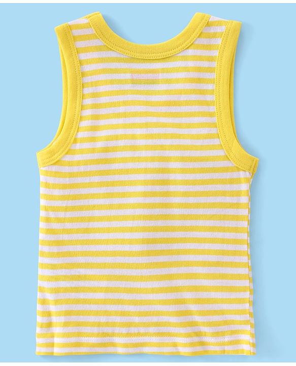 Babyhug 100% Cotton Knit Sleeveless Striped & Solid Sando Pack of 2 - Yellow