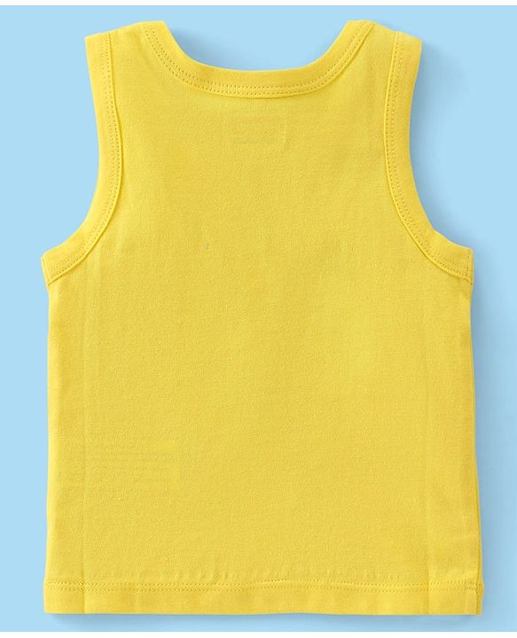 Babyhug 100% Cotton Knit Sleeveless Striped & Solid Sando Pack of 2 - Yellow