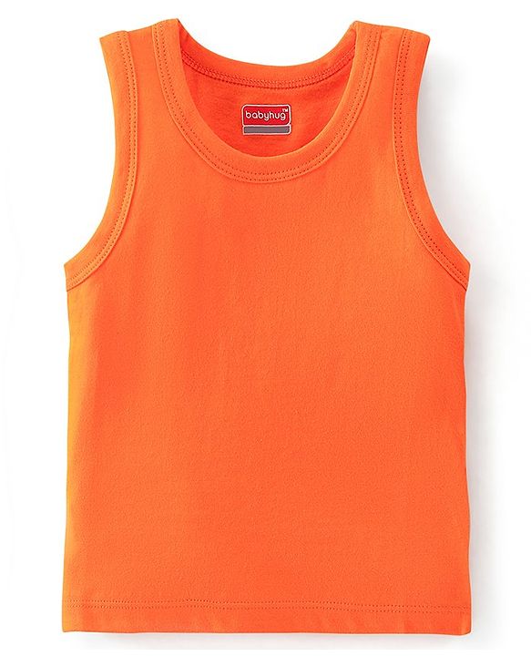 Babyhug 100% Cotton Sleeveless Sando Striped Pack of 2 - Orange