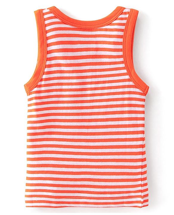 Babyhug 100% Cotton Sleeveless Sando Striped Pack of 2 - Orange