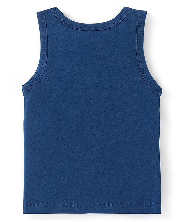 Babyhug 100% Cotton Sleeveless Solid & Striped Sando Pack of 2 - Navy Blue