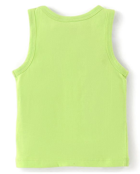 Babyhug 100% Cotton Sleeveless Solid & Striped Sando Pack of 2 - Lime Green