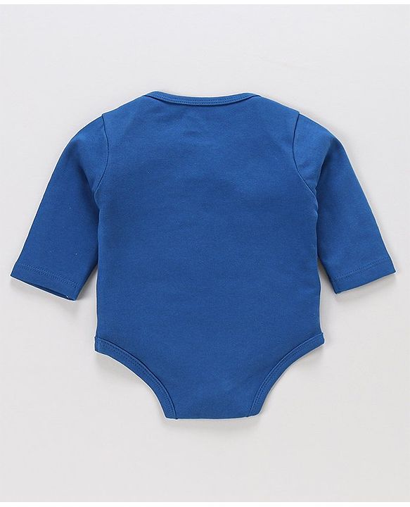 Babyhug 100% Cotton Full Sleeves Onesie with Lounge Pant Bear Print - Blue