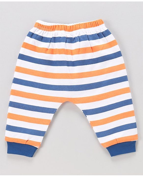 Babyhug 100% Cotton Full Sleeves Onesie with Lounge Pant Bear Print - Blue