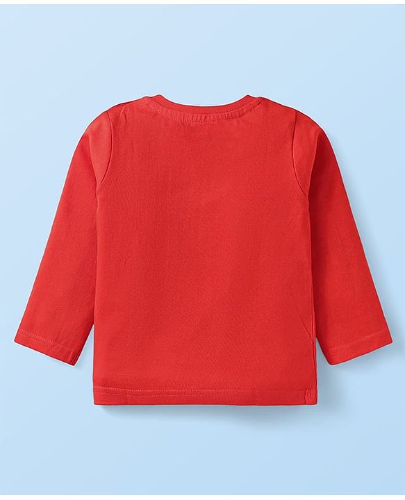 Babyhug Cotton Knit Full Sleeves Night Suit With Animal Print & Striped - Red