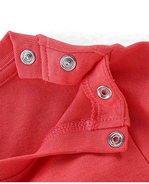 Babyhug Cotton Knit Full Sleeves Night Suit With Car Print - Red