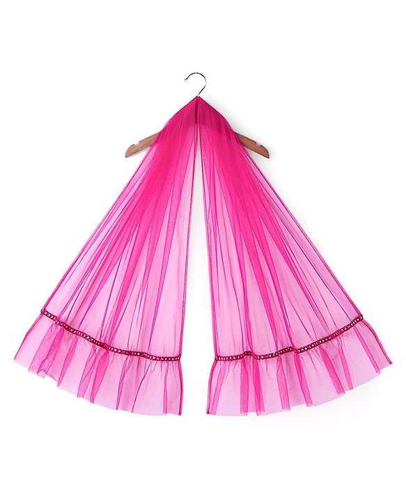 Babyhug Sleeveless Net Mirror Emroidered Lehenga Choli Set with Dupatta  -Fuschia