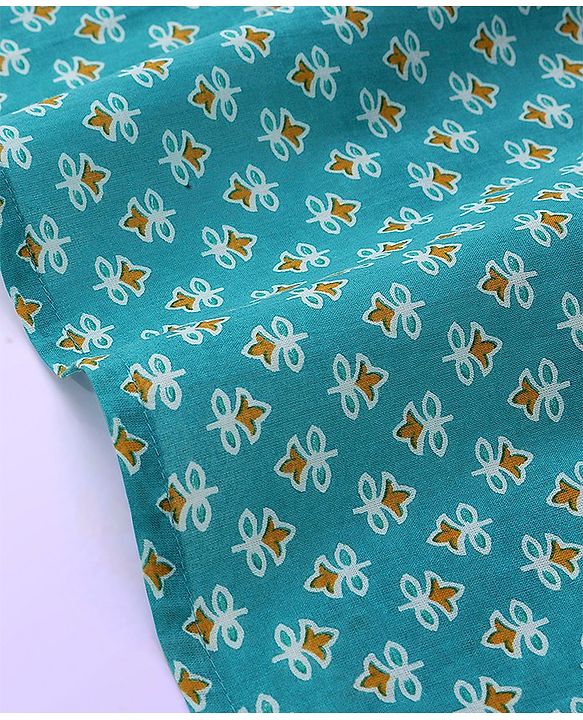 Babyhug Cotton Woven Full Sleeves All Over Printed  Kurta Pajama Set - Blue