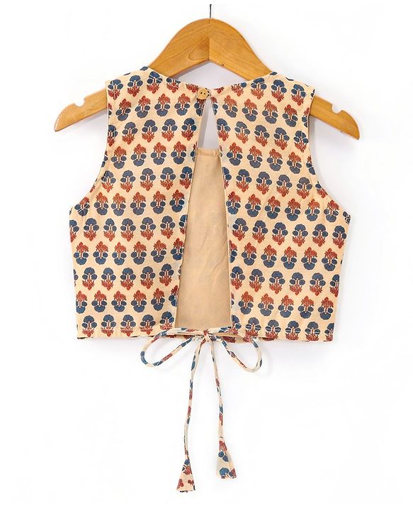 Babyhug Sleeveless Printed Choli with Sequenced Lehenga and Dupatta Set - Beige