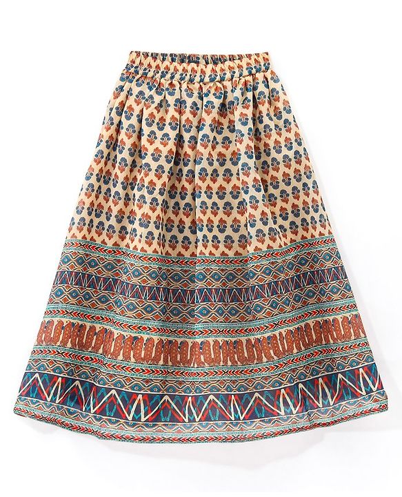 Babyhug Sleeveless Printed Choli with Sequenced Lehenga and Dupatta Set - Beige
